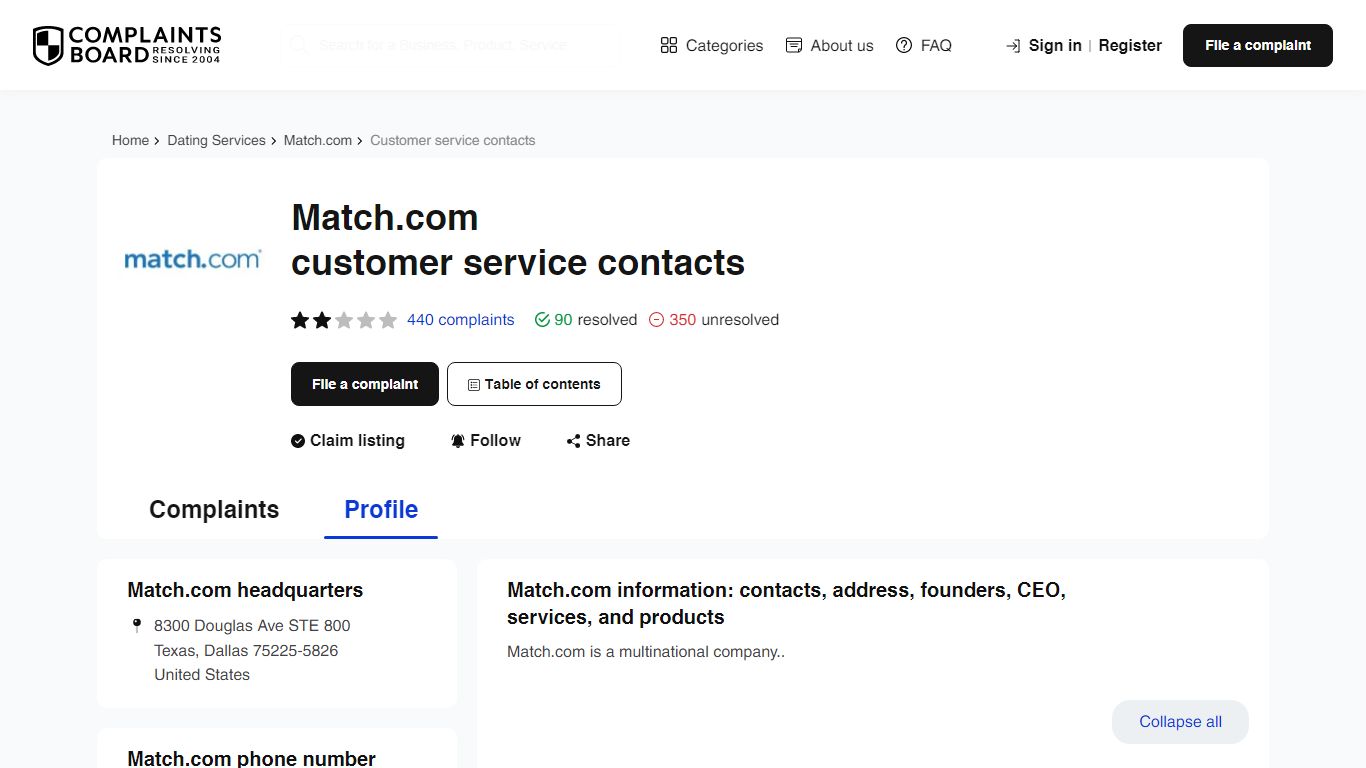 Match.com Contact Number, Email, Support, Information